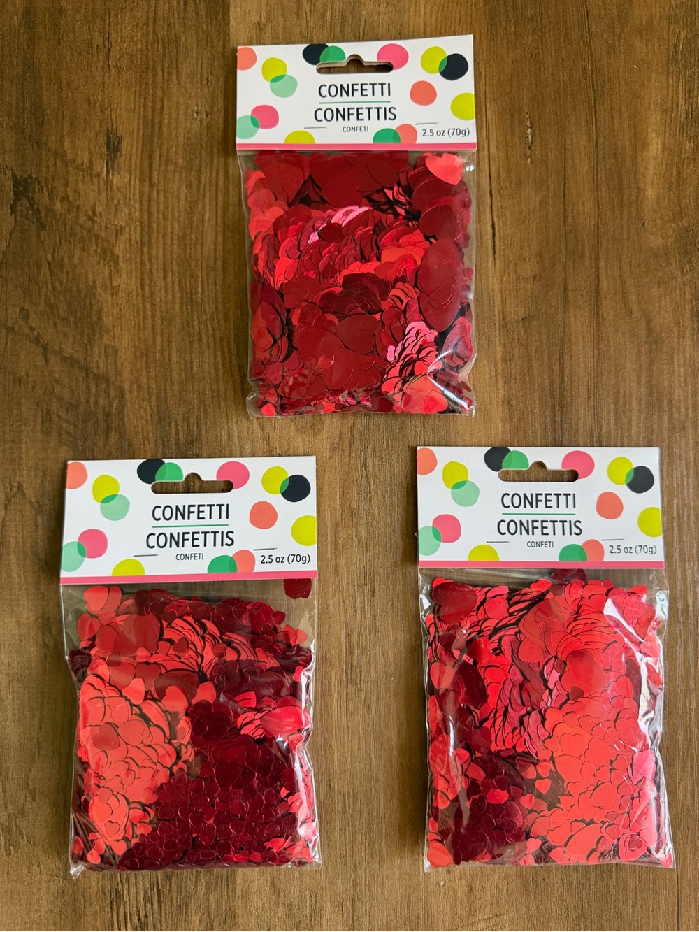 Red Hearts Party Confetti 3 Packs